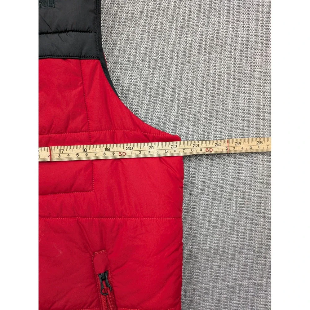 North Face Vest Mens Medium Red Black Quilted Snap Puffer Insulated Outdoor